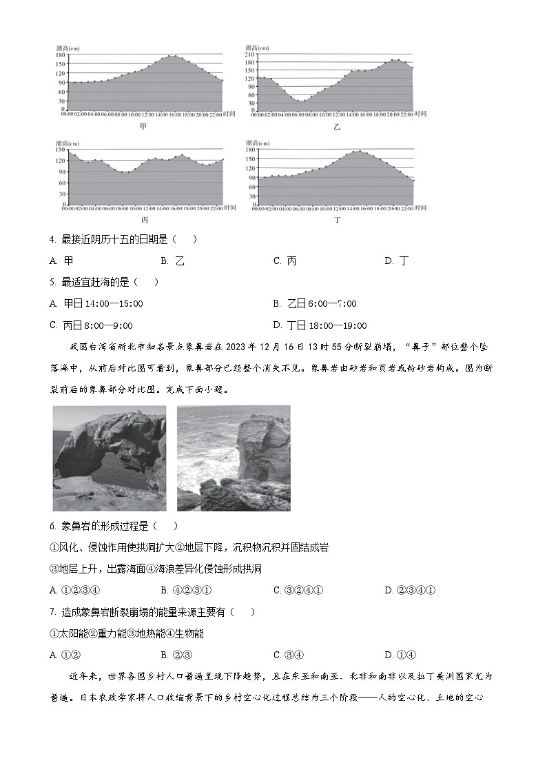 2024届河北省雄安新区部分高中高考大数据应用调研联合测评一模地理试题（原卷版+解析版）02