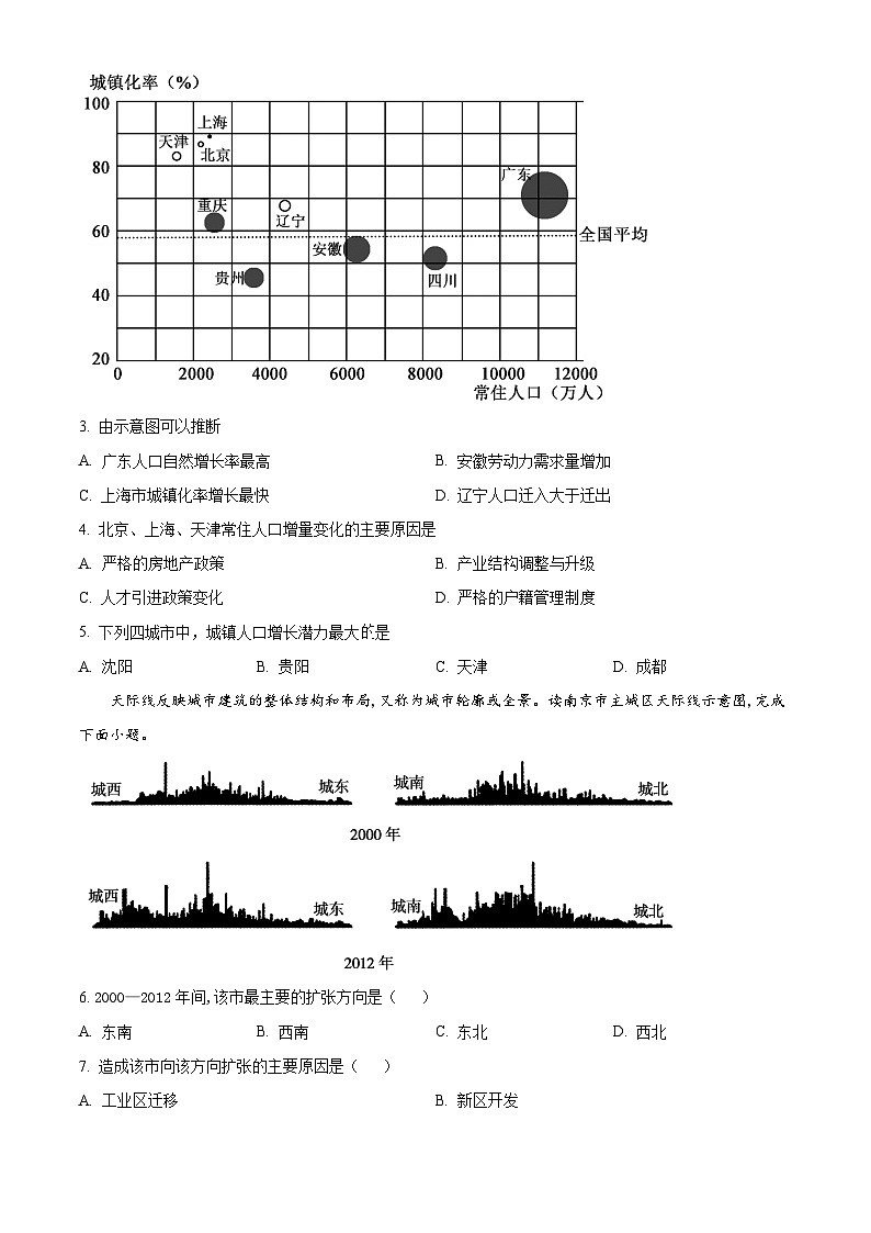安徽省芜湖市第一中学2022-2023学年高一下学期5月份教学质量诊断测试地理试卷（原卷版+解析版）02