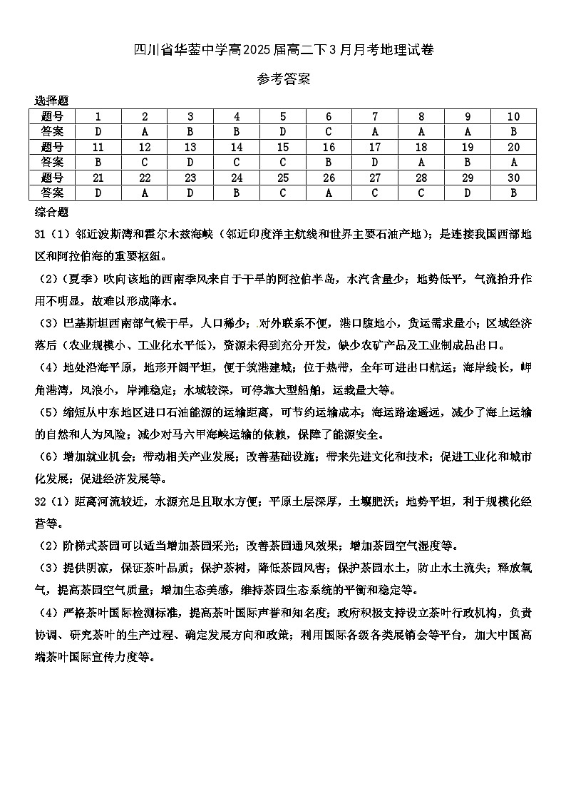 考地理答案第1页