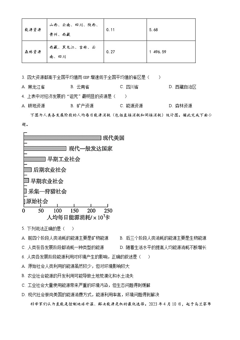 河北省石家庄精英新华中学2023-2024学年高二下学期3月月考地理试题（原卷版+解析版）02
