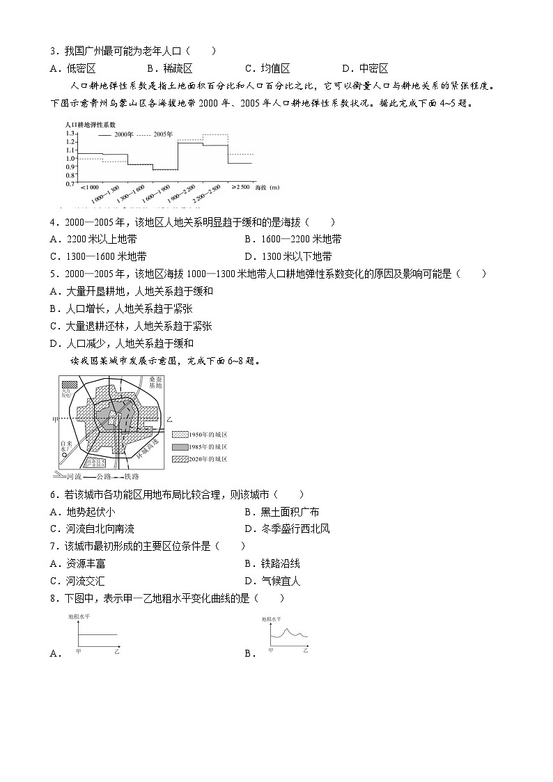 2024广西壮族自治区贵百河联考高一下学期4月月考试题地理含答案02