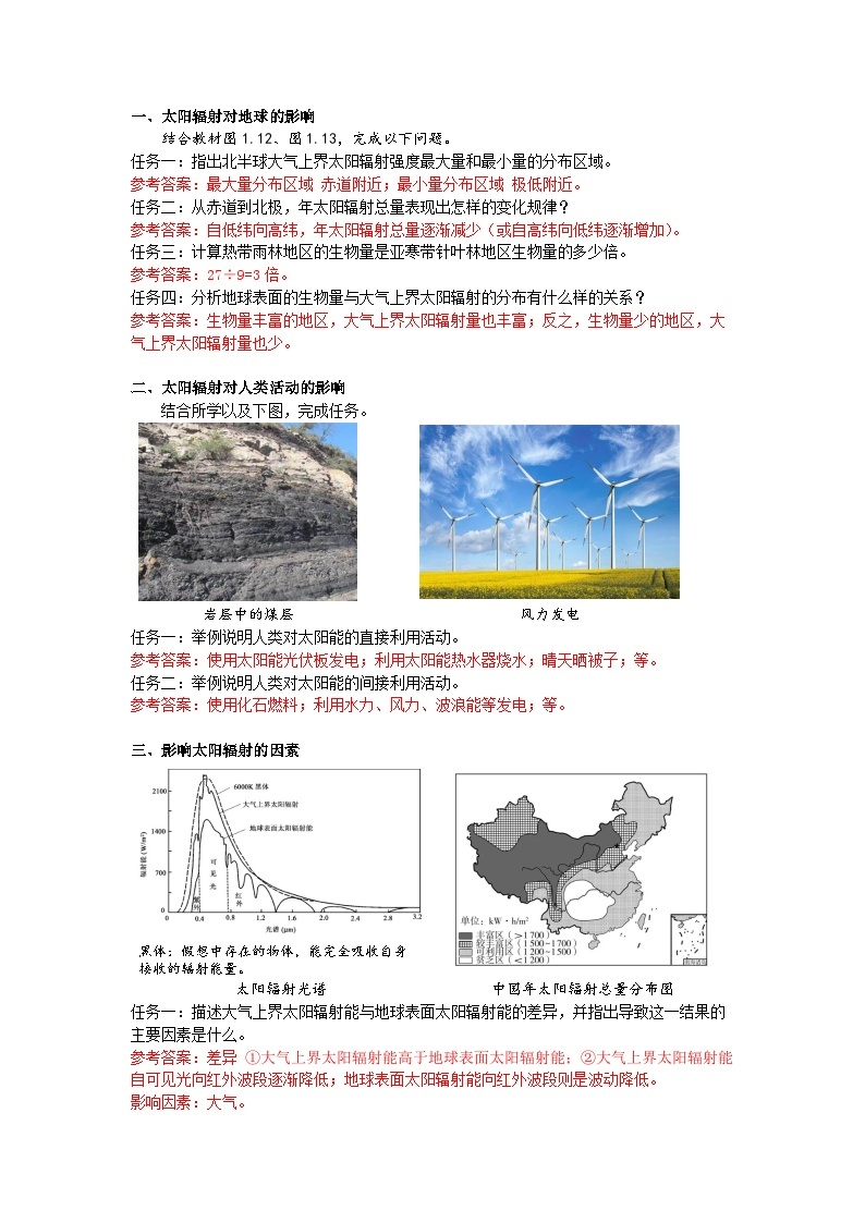 人教2019版高中地理导学案 必修一 1.2 太阳对地球的影响（教师版+学生版）02