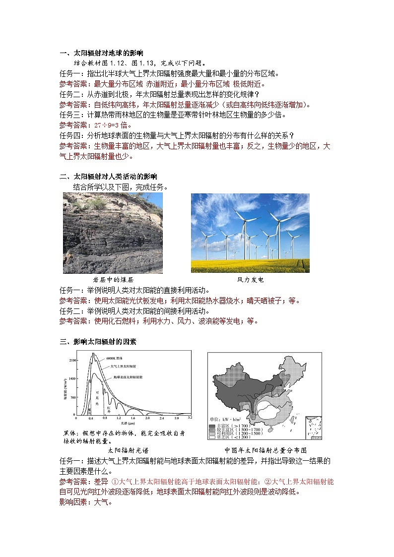 人教2019版高中地理导学案 必修一 1.2 太阳对地球的影响（教师版+学生版）02