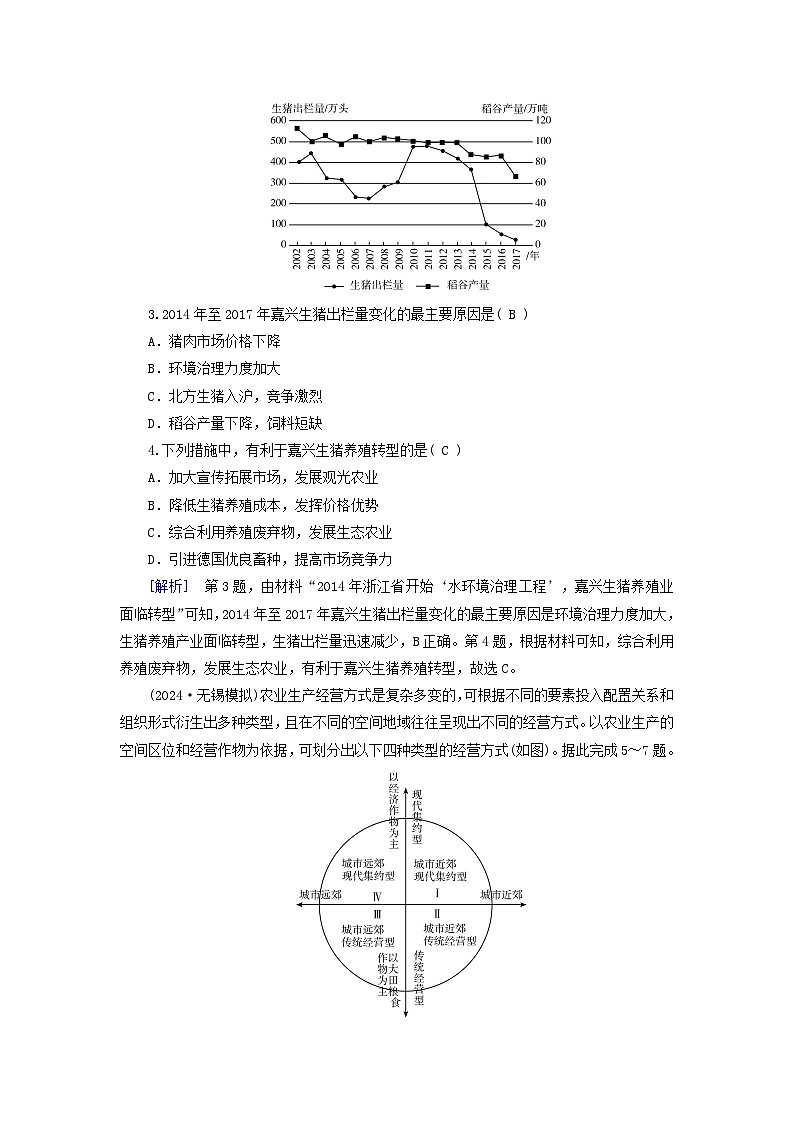 2025高考地理一轮总复习第2部分人文地理第10章产业区位因素第1讲农业区位因素及其变化提能训练02