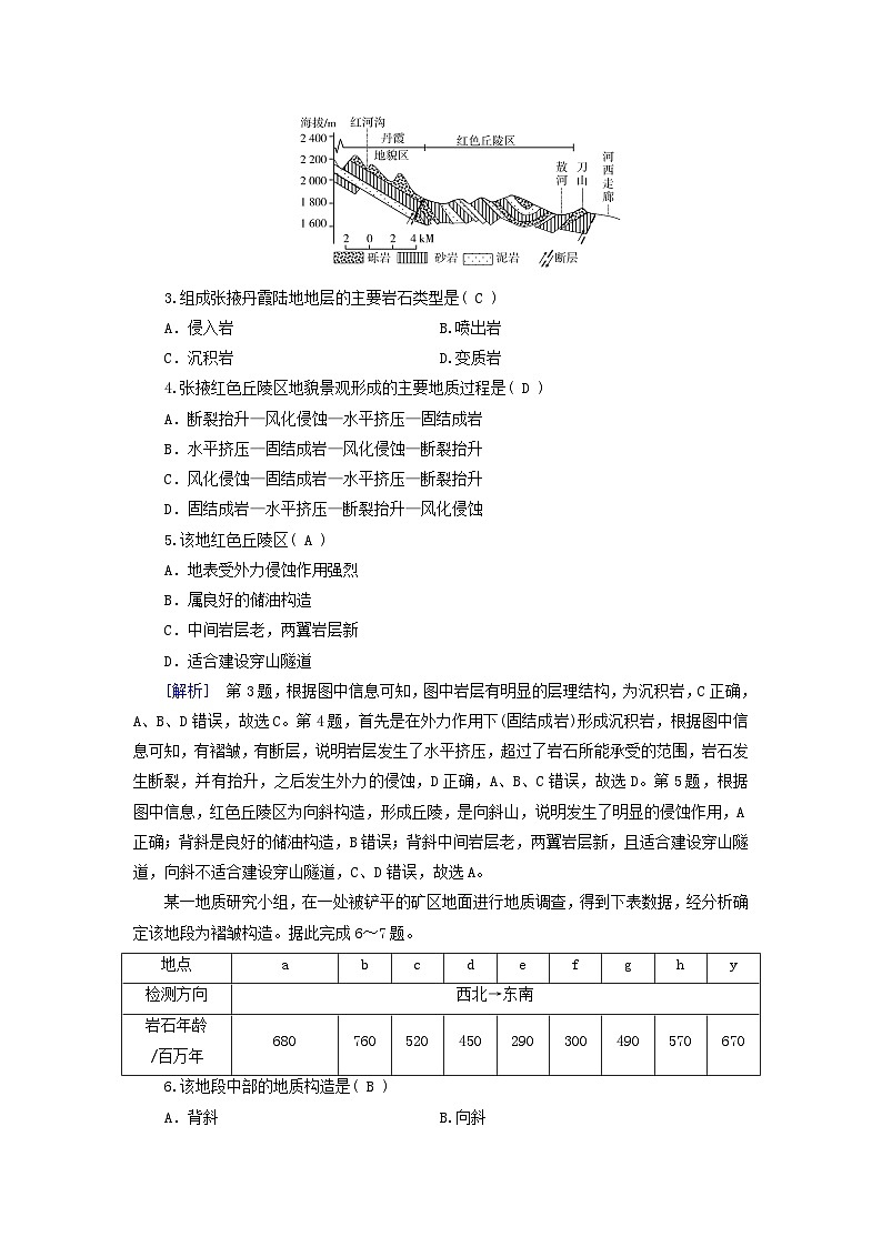 2025高考地理一轮总复习第1部分自然地理第5章地表形态的塑造第2讲构造地貌的形成提能训练02