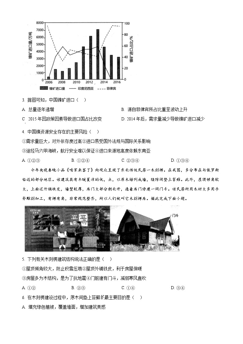 2024辽宁省协作校高三下学期第一次模拟考试地理含解析02