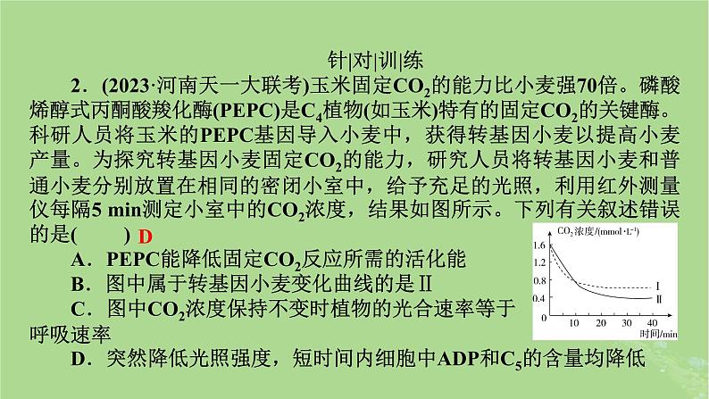 2025版高考生物一轮总复习必修1情境拓展2光呼吸C4植物等特殊代谢类型课件第8页