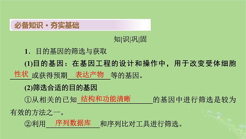 2025版高考生物一轮总复习选择性必修3第10单元生物技术与工程第7讲基因工程的基本操作程序和应用及蛋白质工程课件第4页