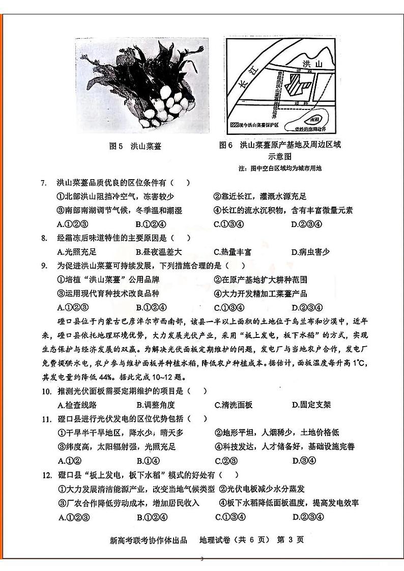2024届湖北省新高考协作体高三下学期一模考试地理试题03