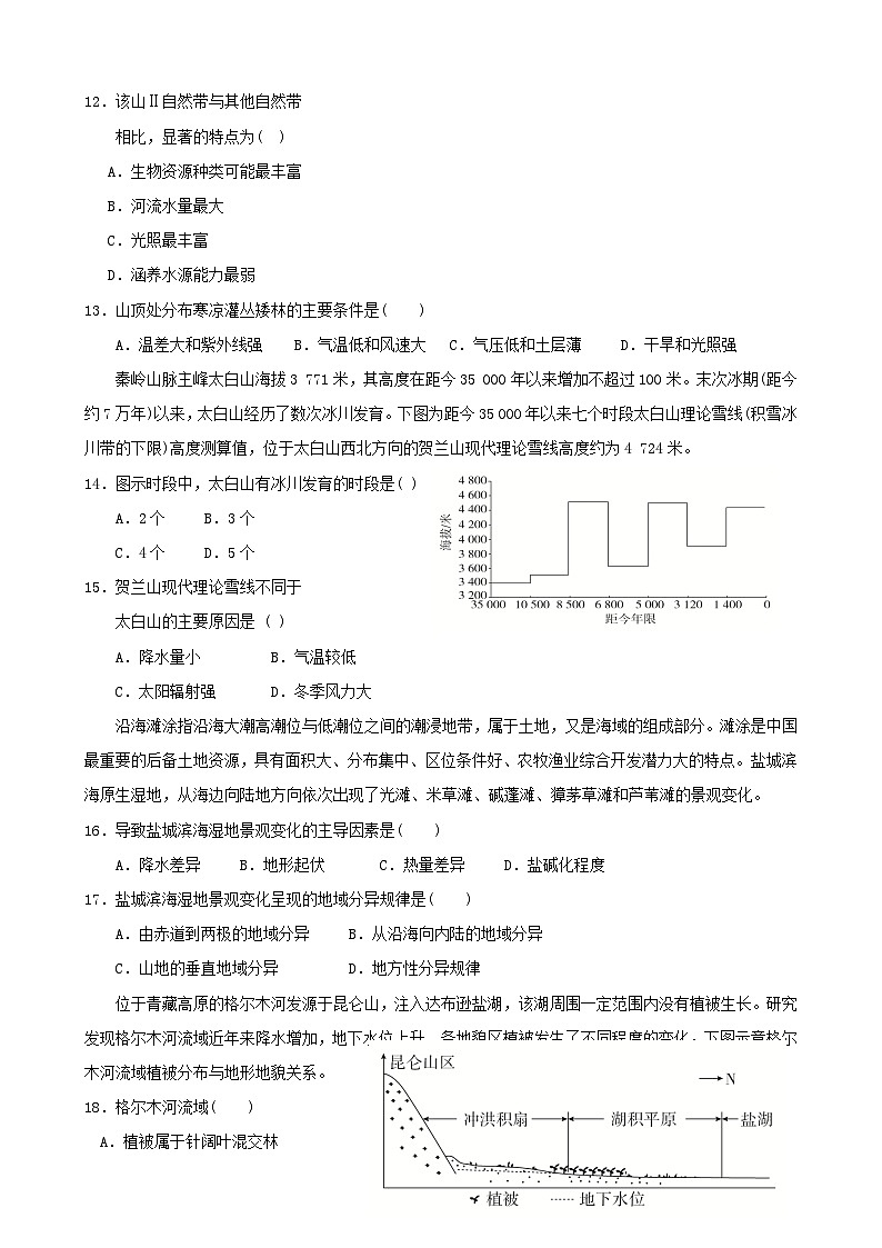 第20讲：自然环境的地域差异性（讲义）--2024届高考地理一轮复习配套练习小题狂练（答案在最后，无解析）第3页