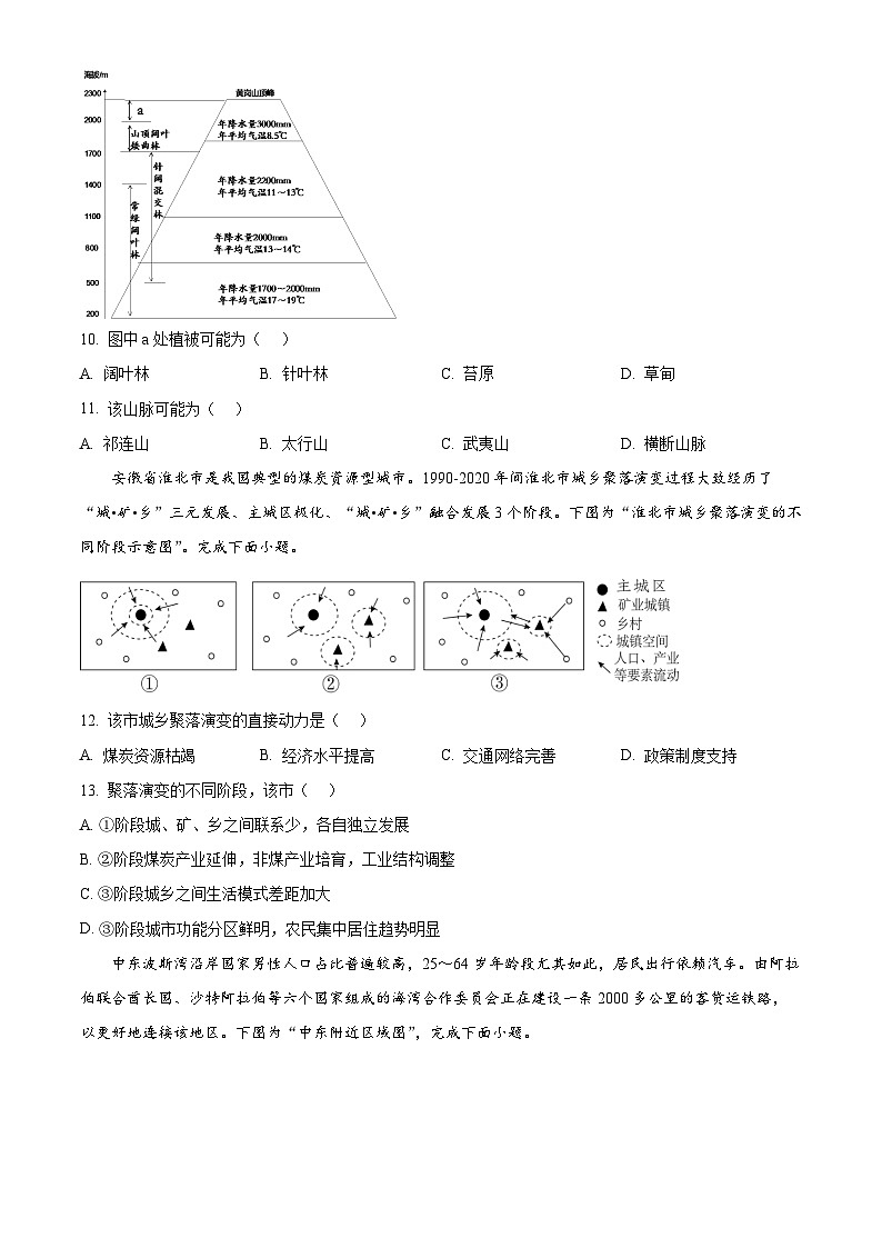 2024届江苏省百校大联考高考第二次模拟地理试卷（原卷版+解析版）03