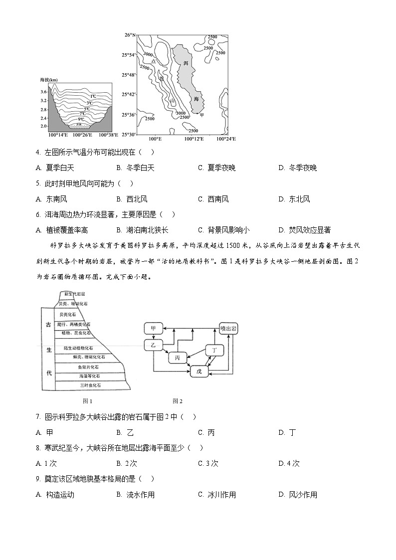 2024届江苏省南通市如皋市高考二模地理试题（原卷版）第2页
