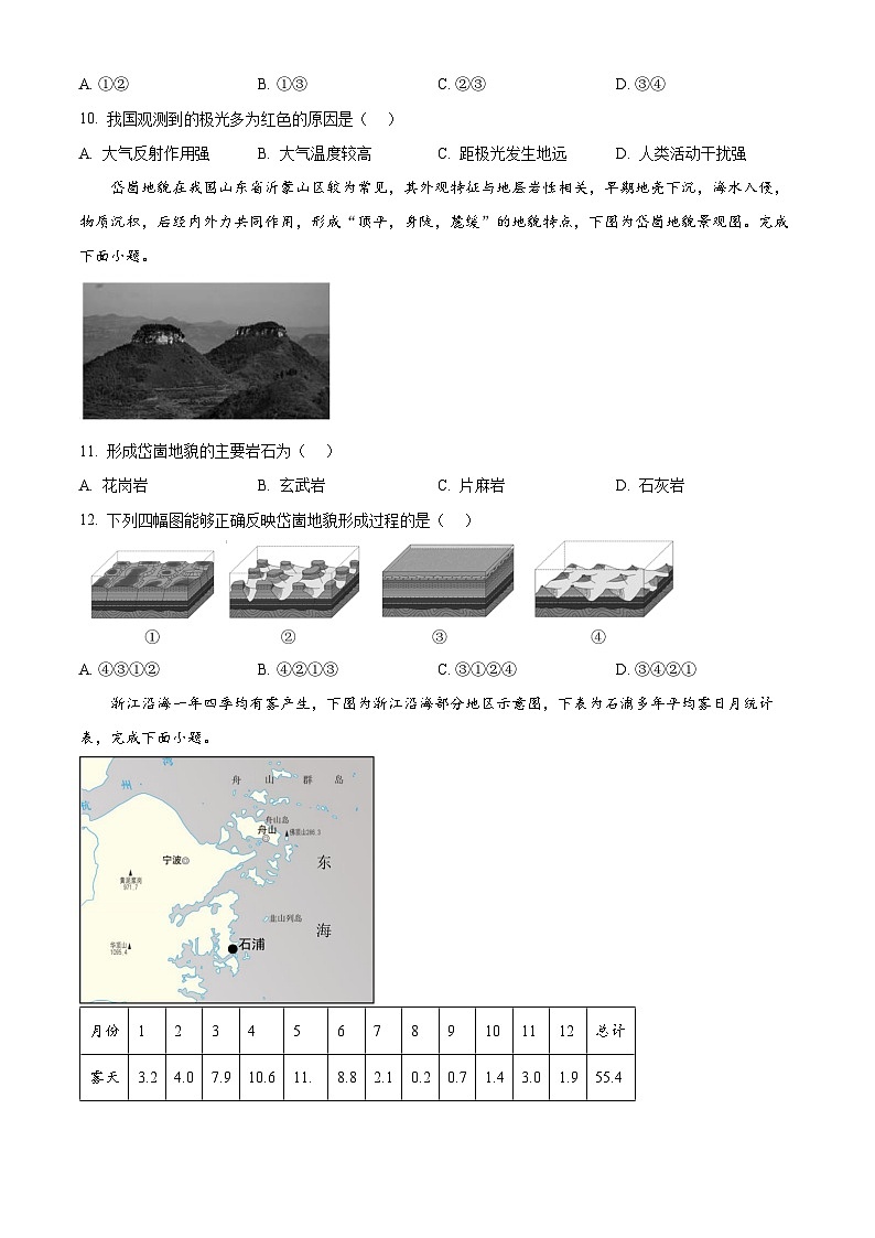 2024年2月浙江名校联盟新高考研究卷地理试题（四） Word版无答案第3页