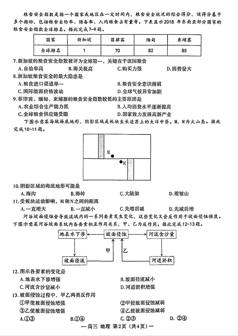 江西南昌市2024年高三第二次模拟测试地理试题+答案第2页