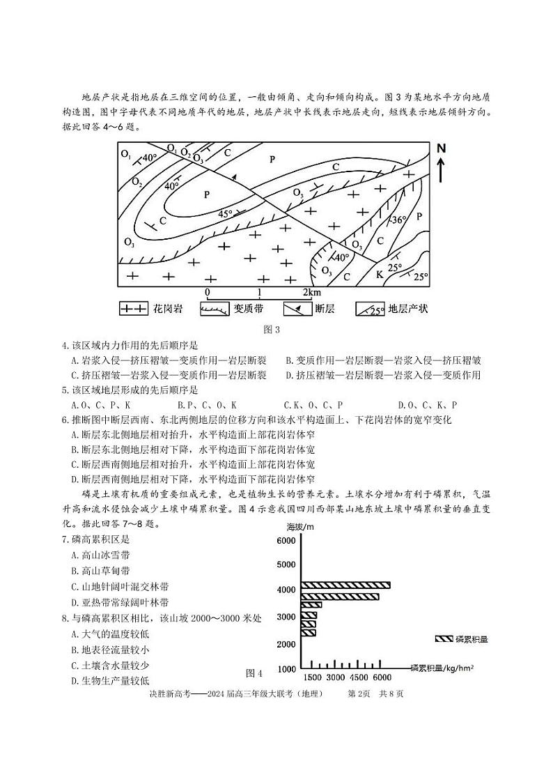 江苏省决胜新高考2024届高三下学期4月大联考地理试题（含答案）02