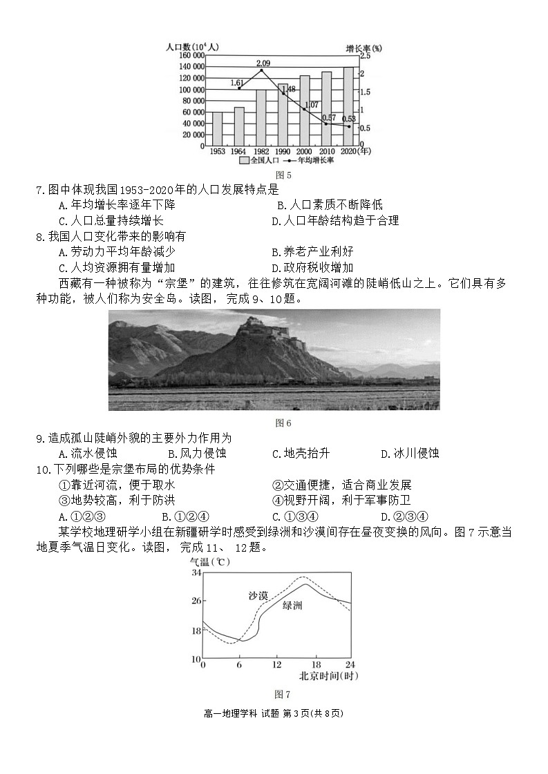 浙江省台金七校联盟2023-2024学年高一下学期4月期中联考地理试卷（Word版附答案）03