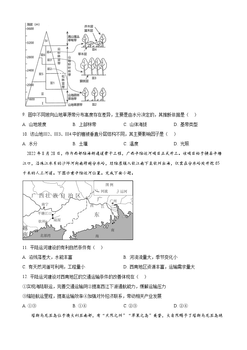 海南省琼海市嘉积中学2023-2024学年高二下学期四月月考地理试题A卷（原卷版+解析版）03