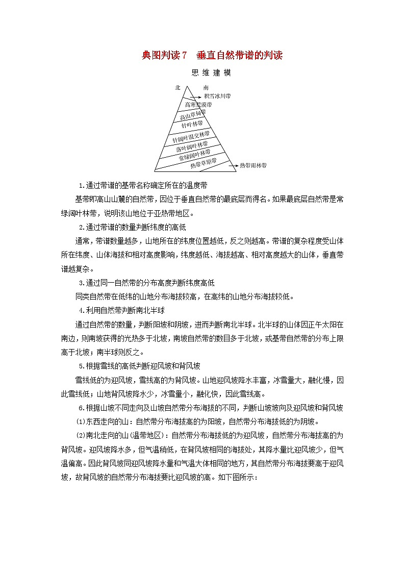 2025版高考地理一轮总复习素养提升训练题第1部分自然地理第6章自然环境的整体性与差异性第3讲自然环境的地域差异性典图判读7垂直自然带谱的判读01