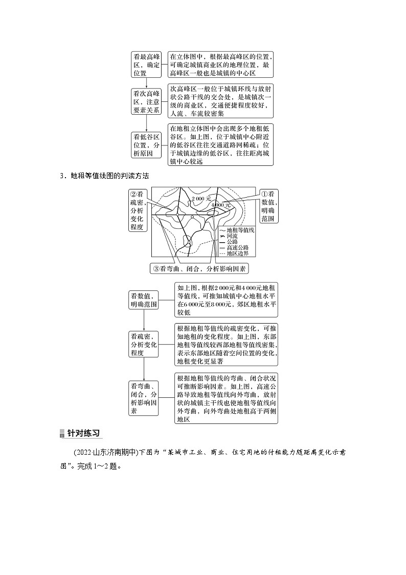 人教版高中地理（必修第二册）同步讲义 第二章　第一节　微专题二　地租曲线图的判读（含解析）02