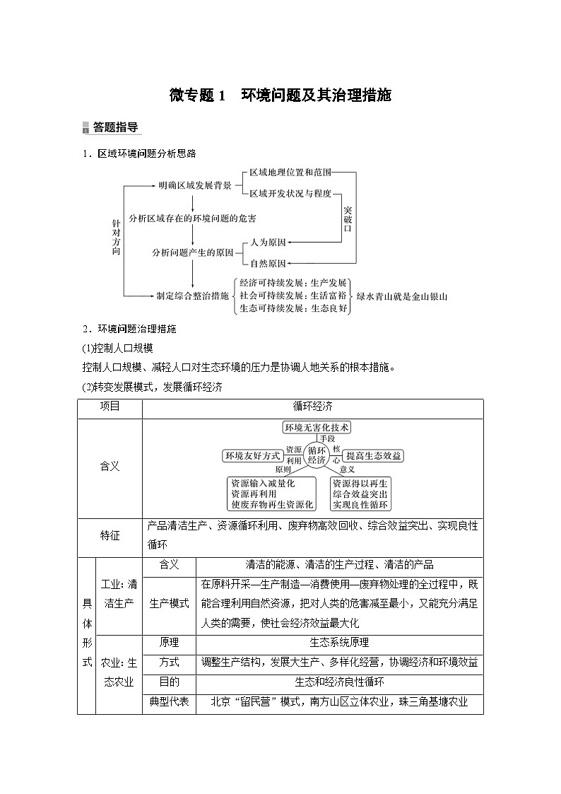 人教版高中地理（选择性必修第三册）同步讲义 第一章 微专题一　环境问题及其治理措施（含解析）第1页