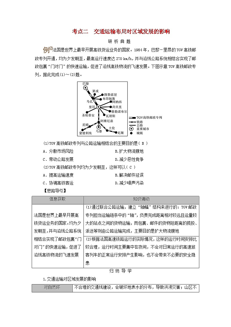 2025版高考地理一轮总复习考点突破训练题第2部分人文地理第十一章交通运输布局与区域发展考点二交通运输布局对区域发展的影响01