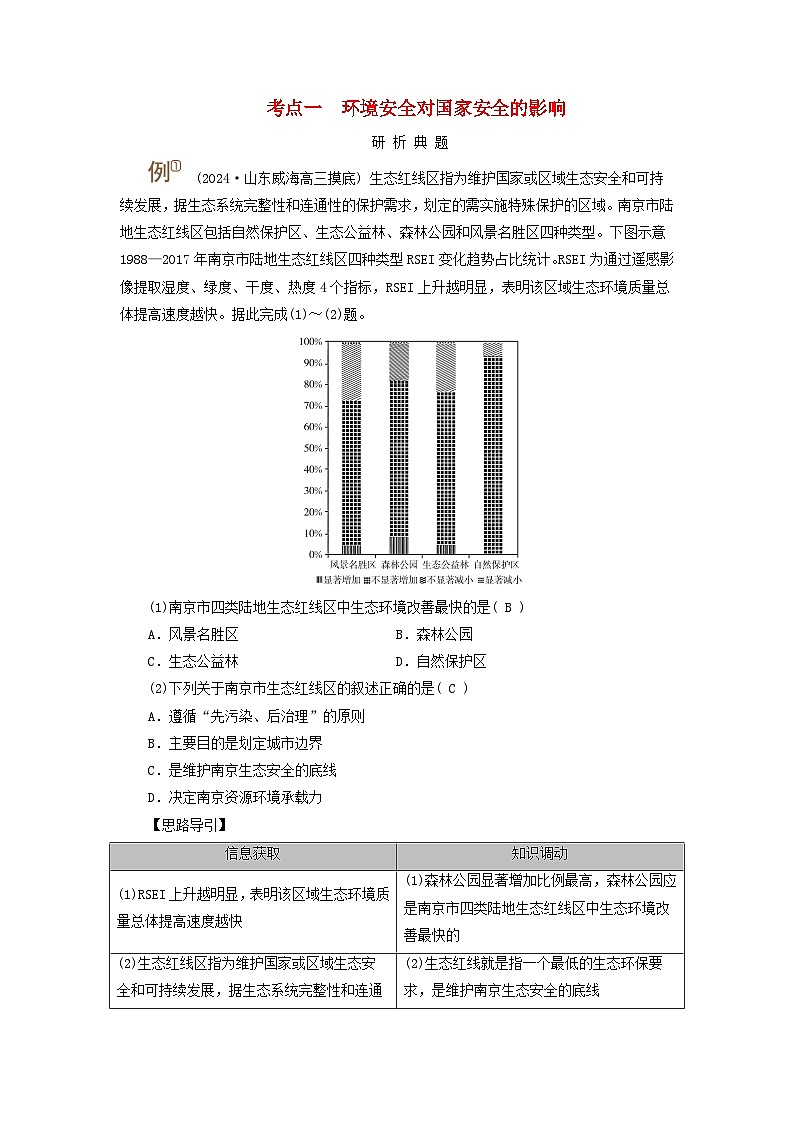 2025版高考地理一轮总复习考点突破训练题第4部分资源环境与国家安全第十九章环境安全与国家安全第一讲考点一环境安全对国家安全的影响第1页