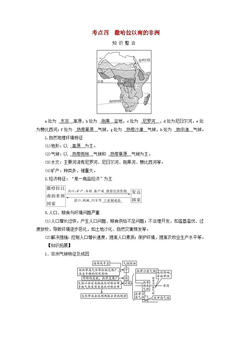 2025版高考地理一轮总复习考点突破训练题第5部分区域地理第二十一章世界地理第二讲世界重要地区考点四撒哈拉以南的非洲01