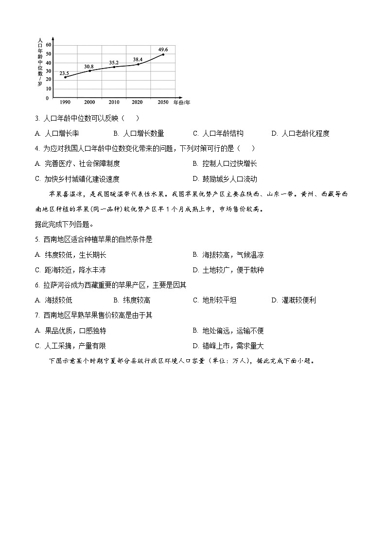 福建省武夷山第一中学2023-2024学年高一下学期期中地理试题（原卷版）第2页