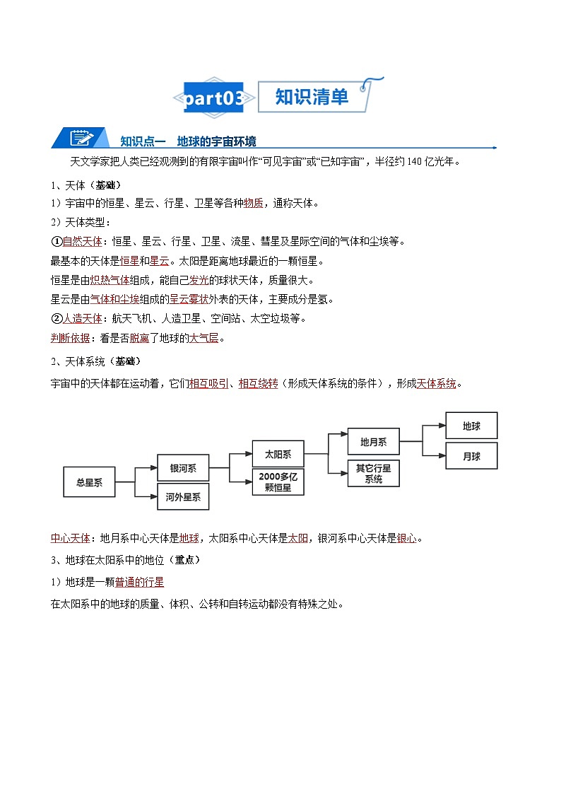 高考地理知识大盘点【讲通练透】专题02 宇宙中的地球第3页
