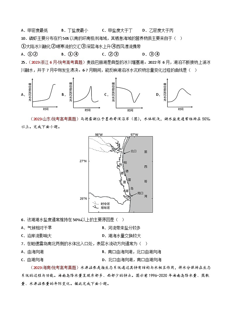 专题04 地球上的水及其运动-【真题汇编】2021-2023年高考地理真题分享汇编（全国通用）02