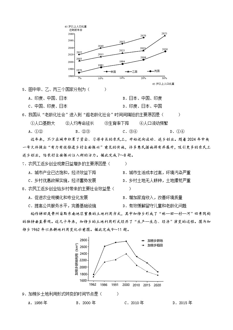 安徽省合肥市六校联盟2023-2024学年高一下学期期中地理试题02