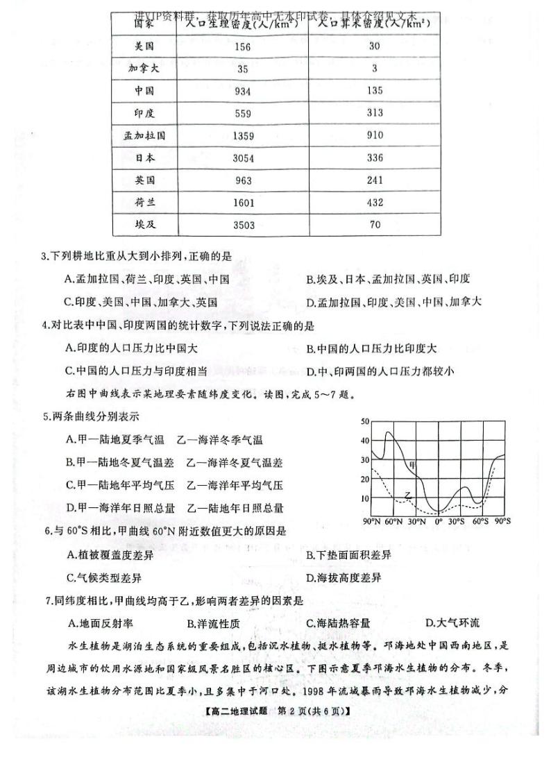 地理-湖南省天壹名校联盟2023-2024学年高二下学期3月月考02
