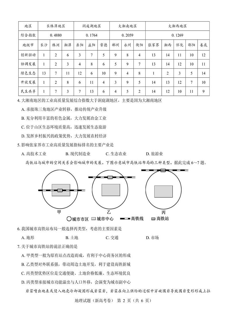 【新高考卷】名校教研联盟2024届高三4月联考 地理试卷含答案第2页