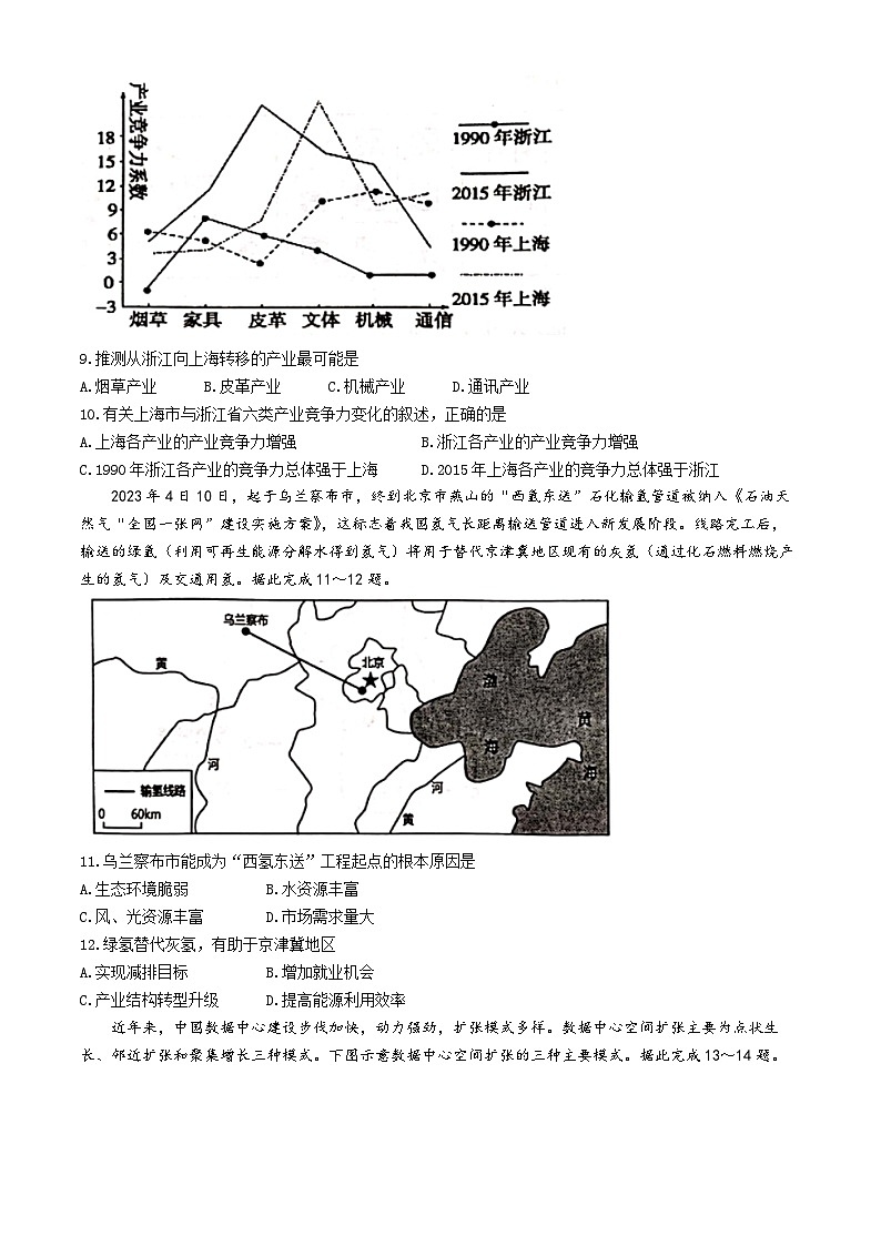 福建省浦城第一中学2023-2024学年高二下学期4月期中地理试题(无答案)03
