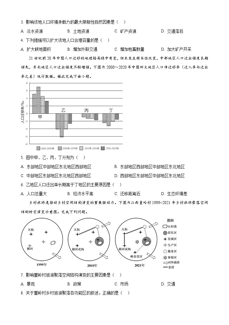 江苏省盐城市东台市第一中学2023-2024学年高一下学期期中考试地理试题（原卷版+解析版）02