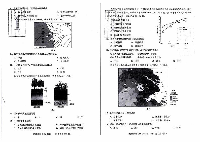 山东省2021年夏季普通高中学业水平合格考地理试题02