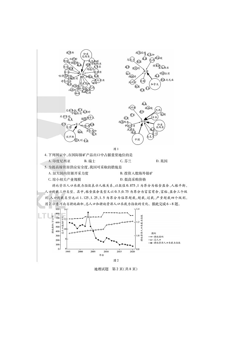 2024届天一大联考安徽高三上学期地理期末质量检测试题第2页