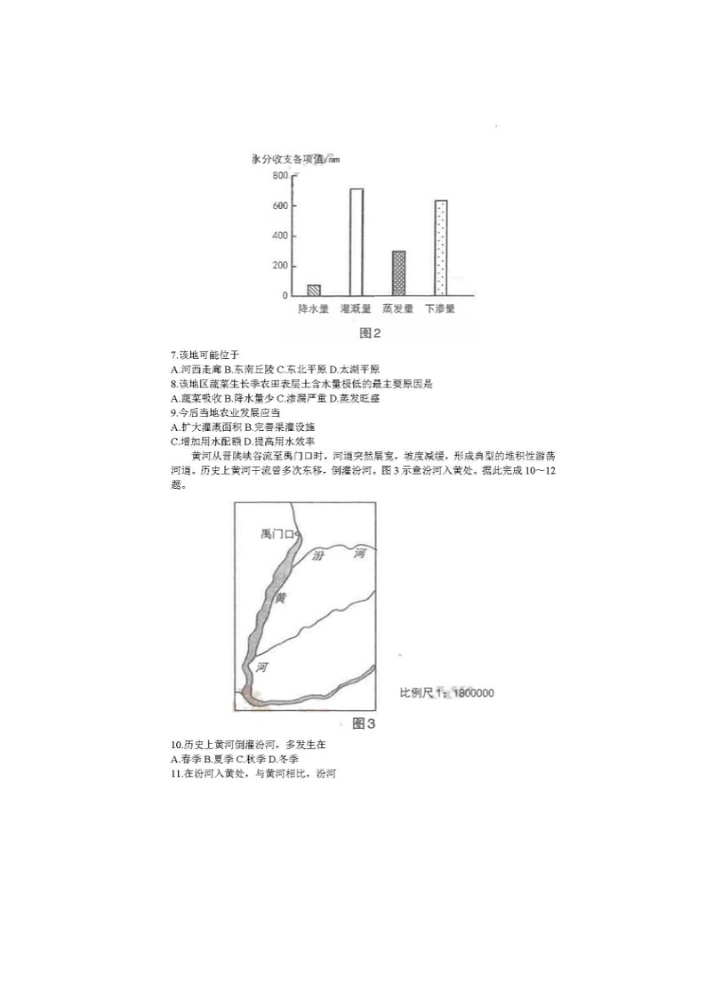 2024届山西省太原市高三上学期地理期末试题02