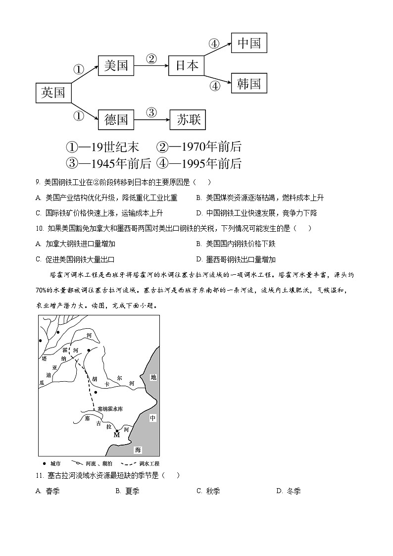 福建省福州第一中学2023-2024学年高二下学期4月期中地理试题（原卷版+解析版）03