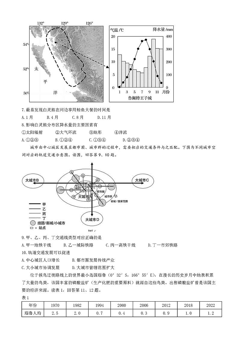 北京市通州区2024年4月高三年级模拟考试地理试题+答案（通州一模）03