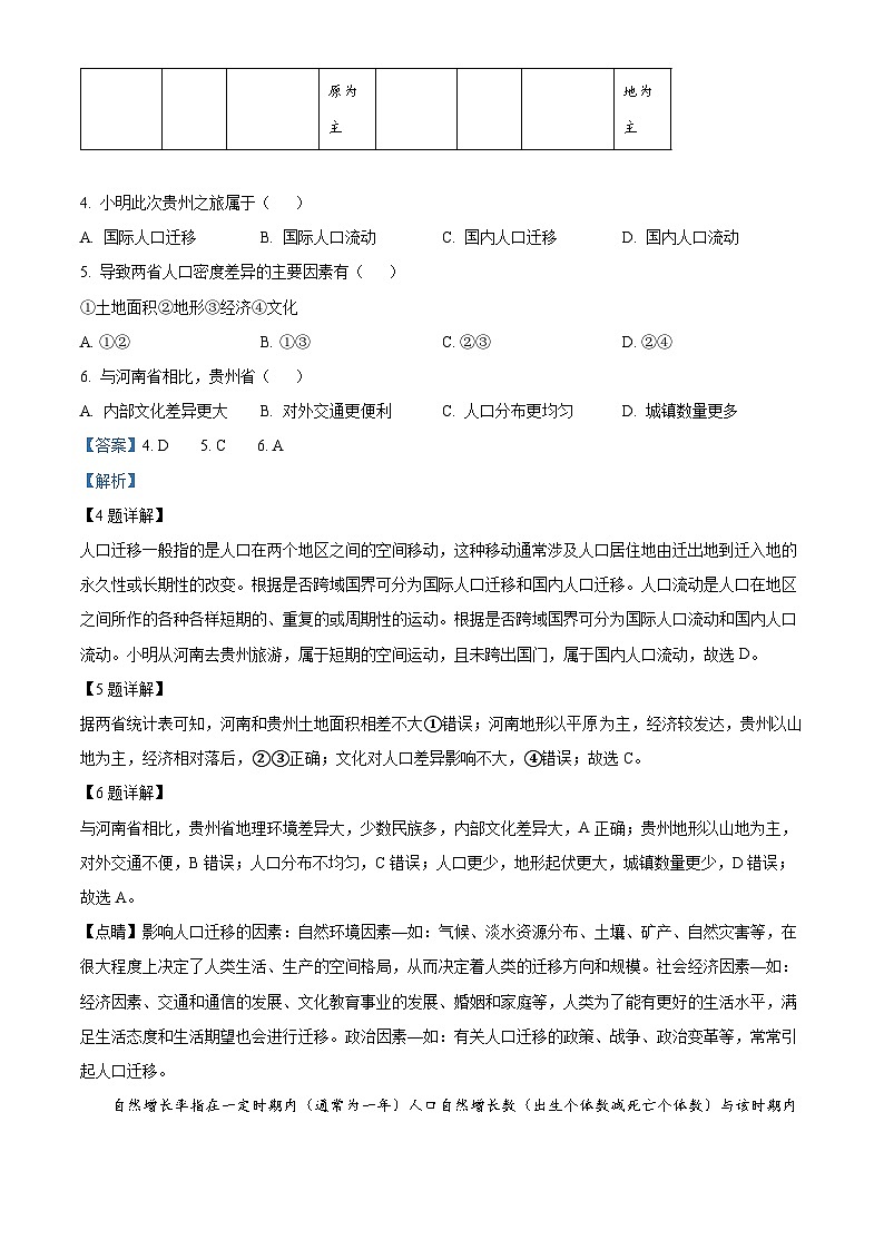 广东省普宁市普师高级中学2023-2024学年高一下学期期中考试地理试题（原卷版+解析版）03