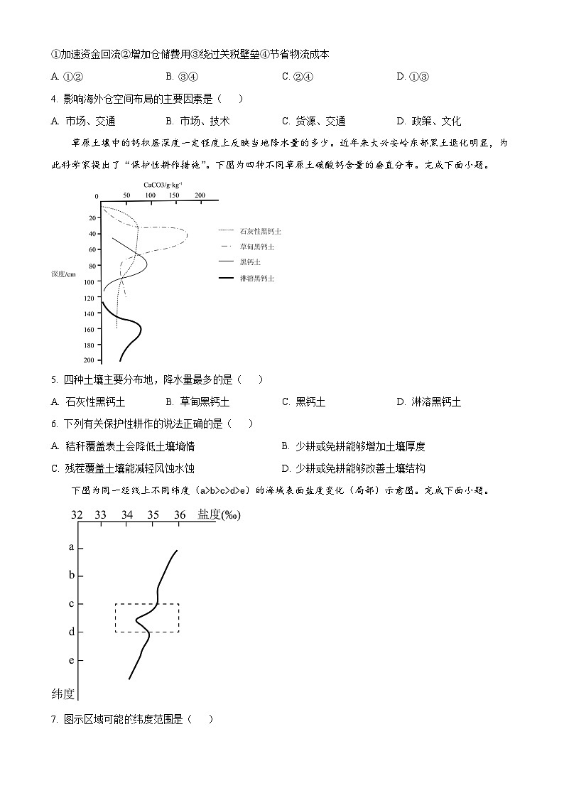 浙江省G5联盟2023-2024学年高二下学期4月期中地理试题无答案第2页