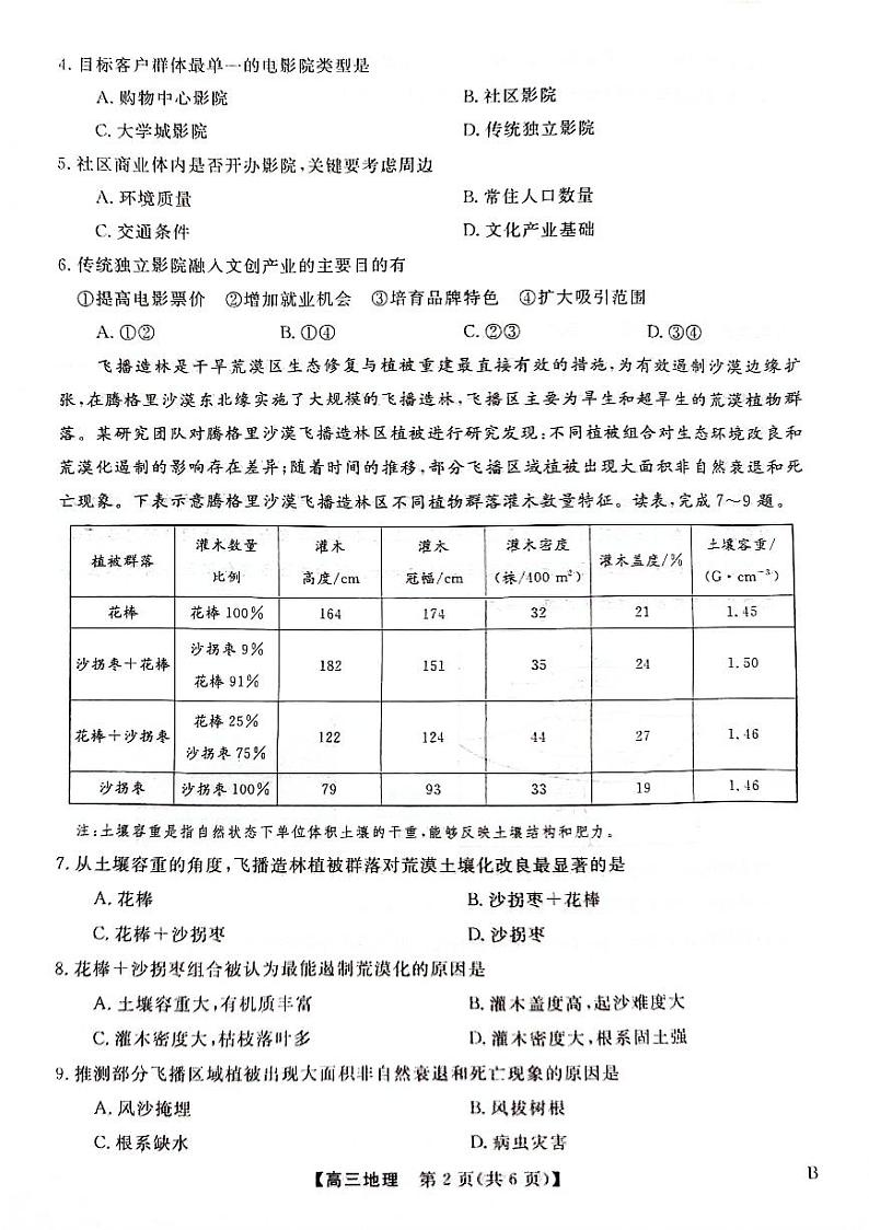 2024年金科大联考高三下学期4月地理试题及答案02