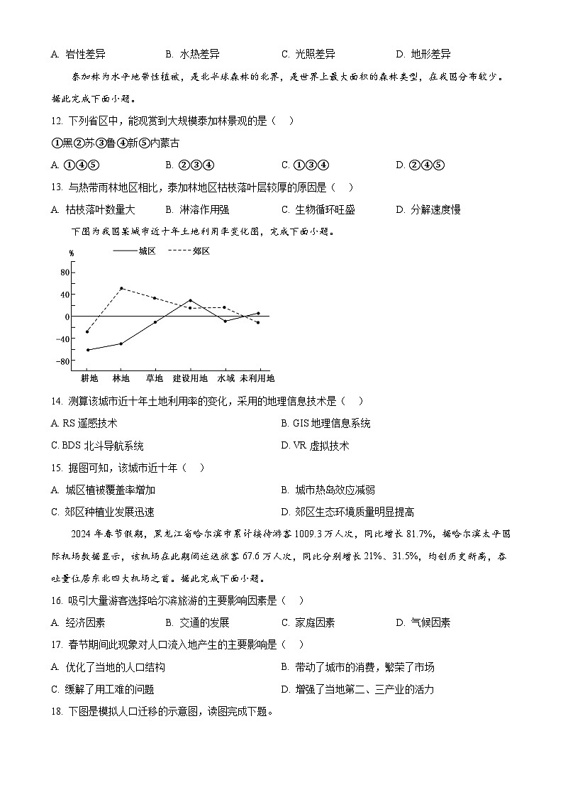 广东省深圳市高级中学2023-2024学年高一下学期4月期中地理试题（原卷版）第3页