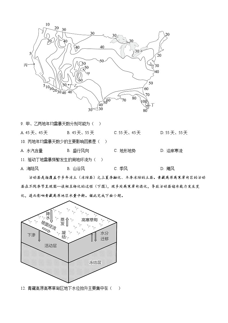 2024届江西省南昌市第十九中学高三第二次模拟考试地理试题（原卷版+解析版）03