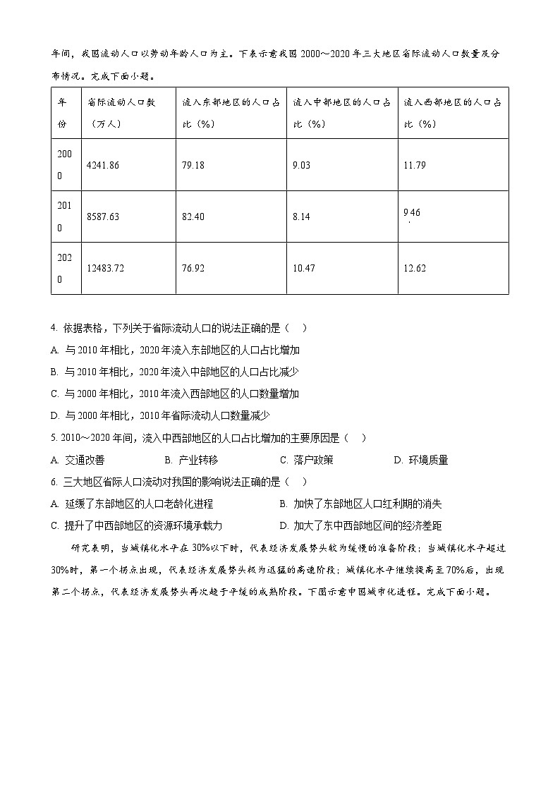 湖北省云学名校新高考联盟2023-2024学年高一下学期期中联考地理试题（B） Word版无答案第2页