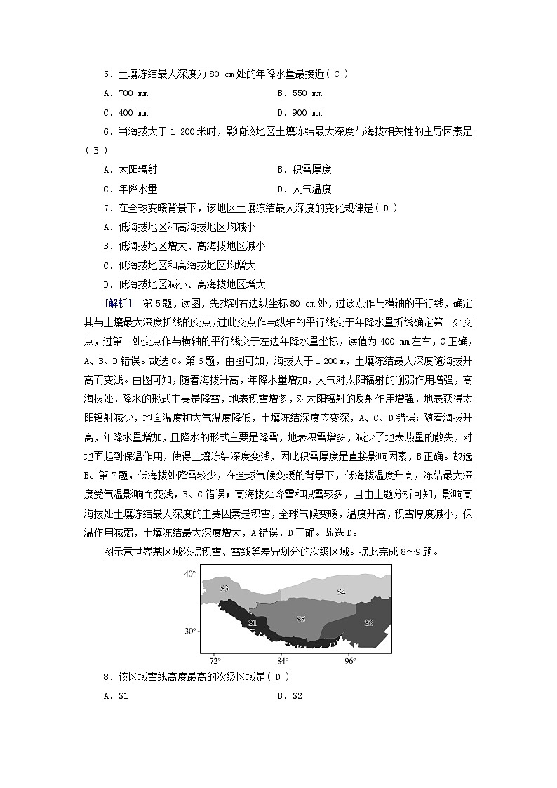 2025版新教材高中地理第5章自然环境的整体性与差异性第2节自然环境的地域差异性第2课时垂直地域分异规律地方性分异规律课时作业新人教版选择性必修1第3页
