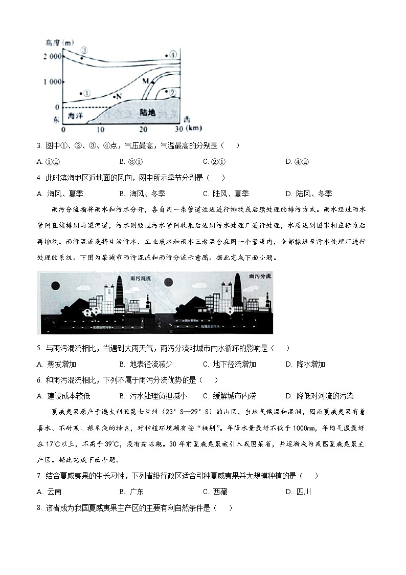 湖南省湖湘教育三新探索协作体2023-2024学年高一下学期期中联考地理试题（原卷版+解析版）02