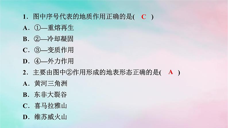 2025版新教材高中地理第2章地表形态的塑造微专题岩石圈物质循环图的判读课件新人教版选择性必修107