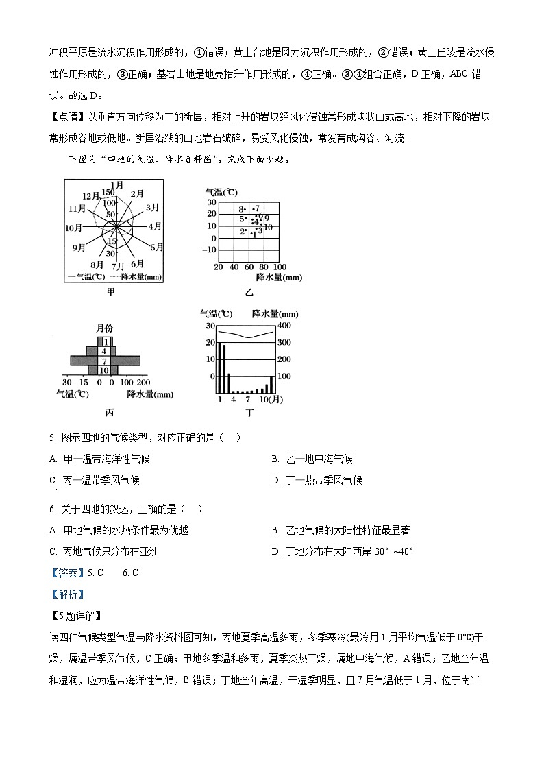 2024浙江省浙里特色联盟高二下学期4月期中考试地理含解析03